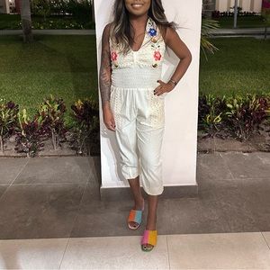 Embroidered Linen Jumpsuit from Mexico, Cancun